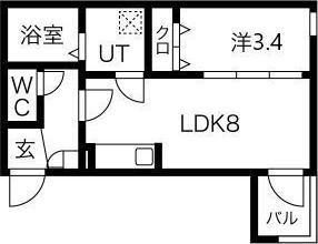 メイクスR道徳公園III(1LDK/1階)の間取り写真