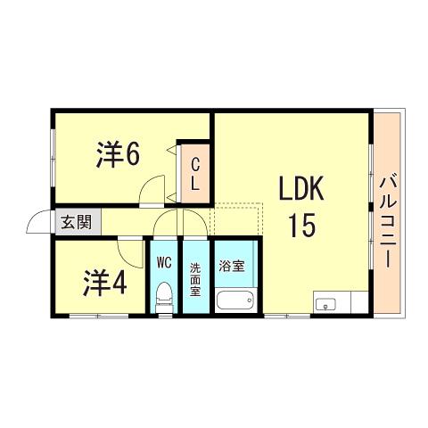 滝谷グリーンハイツ(2LDK/2階)の間取り写真