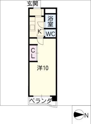 パフォス草薙(1K/3階)の間取り写真
