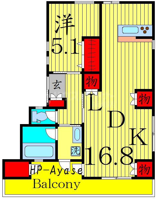 ウェルス(1LDK/1階)の間取り写真