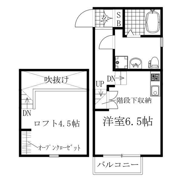 LE COCON 白水町(ワンルーム/2階)の間取り写真