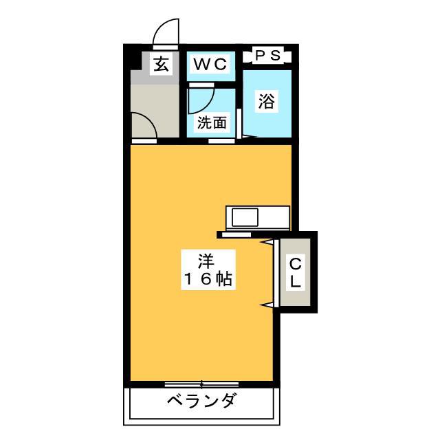 ベルシティ石川(ワンルーム/4階)の間取り写真