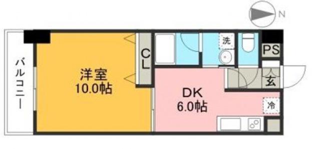 ルガーノ杉井流(1DK/6階)の間取り写真