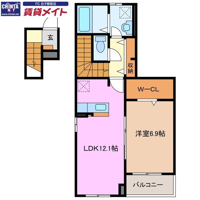 フィーゴ南風(1LDK/2階)の間取り写真