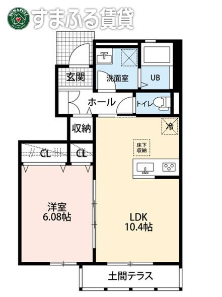 クレール サンティエ(1LDK/1階)の間取り写真