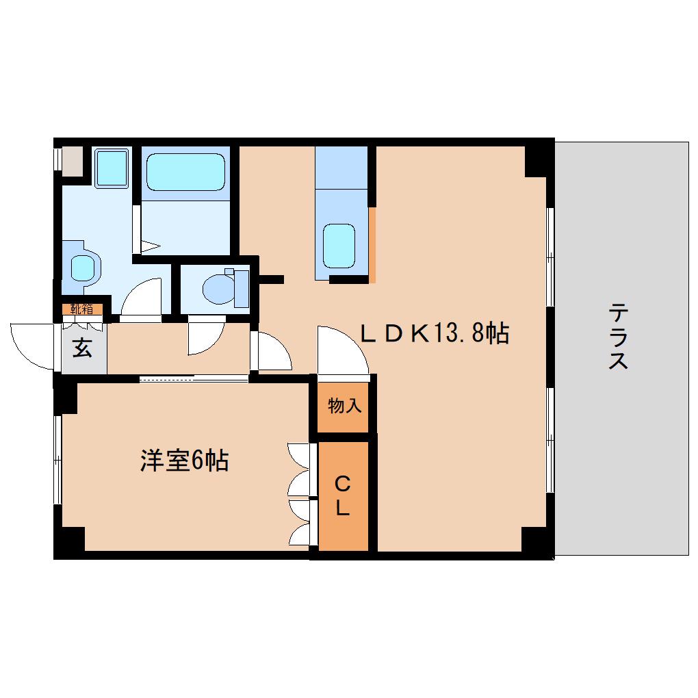プリンセスタウン(1LDK/1階)の間取り写真