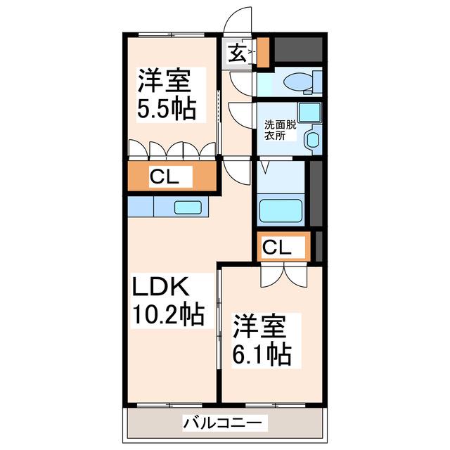 コンフォールヴィレッジ(2LDK/1階)の間取り写真