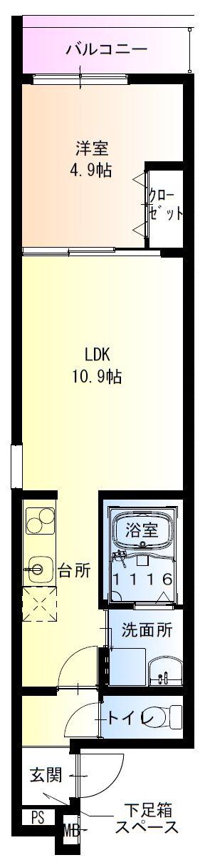 フジパレス阪急園田イーストI番館(1LDK/3階)の間取り写真