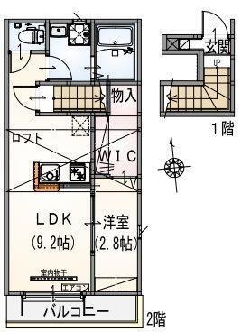 フェンガリ西台(1LDK/2階)の間取り写真