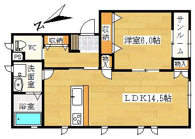 レジェンド ウメバチ(1LDK/2階)の間取り写真