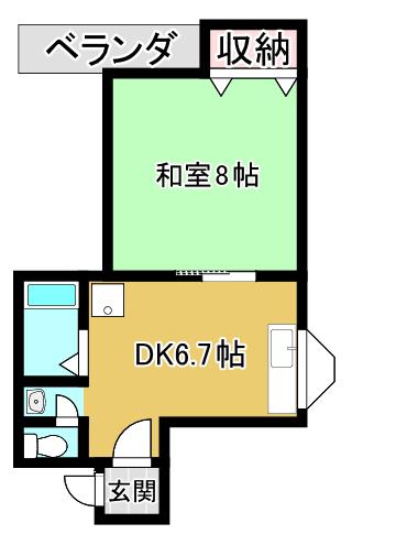 ソレイユ(1DK/2階)の間取り写真