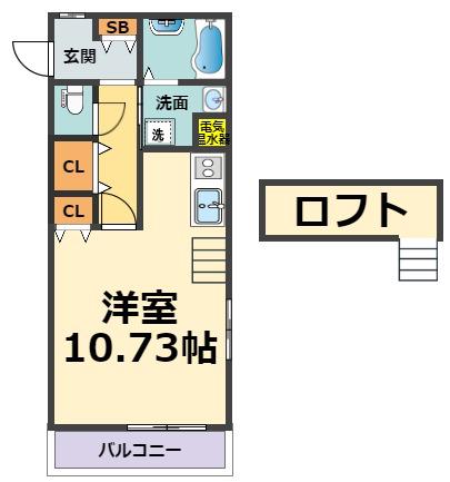 KTIレジデンス武庫川I(1K/2階)の間取り写真