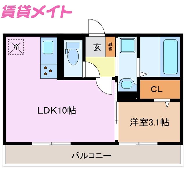 ディーシャンブル西富田A(1LDK/1階)の間取り写真