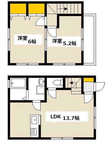 メゾンソレイユ(2LDK/2階)の間取り写真
