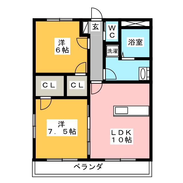 レステ ヴィラ(2LDK/2階)の間取り写真