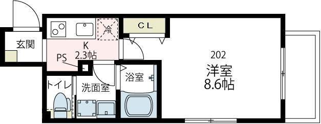CASA BREZZA(1K/2階)の間取り写真