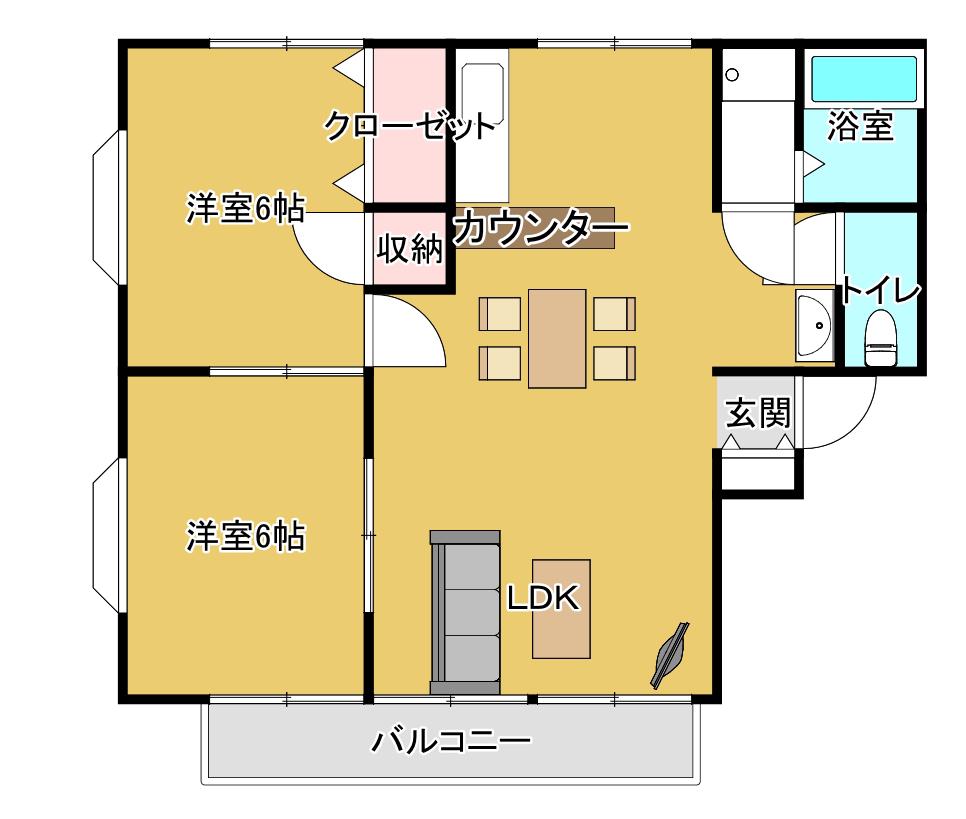 コーポラス85(2LDK/2階)の間取り写真