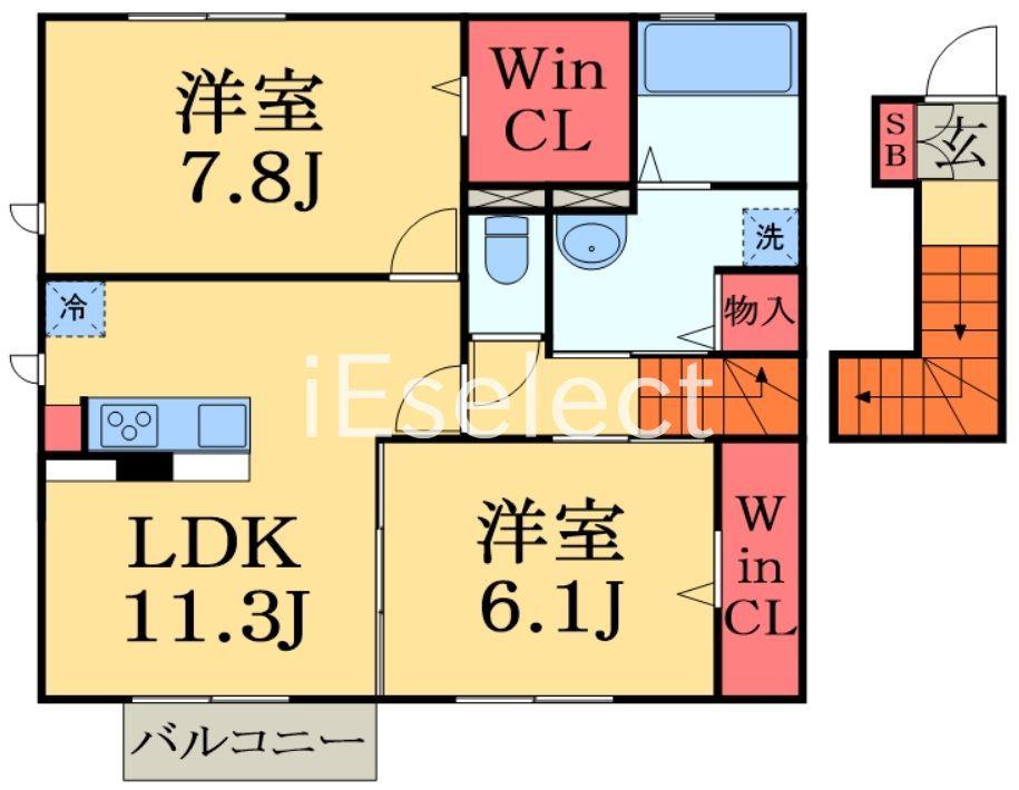 ヴェルドミール Ⅴ(2LDK/2階)の間取り写真