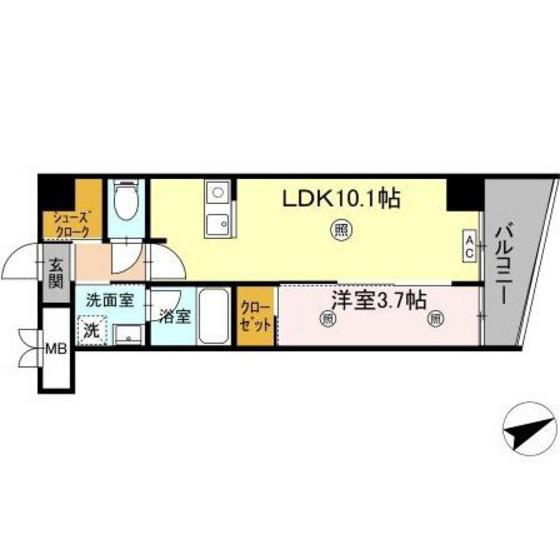 ロイジェント安謝新都心(1LDK/6階)の間取り写真