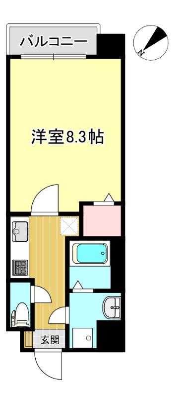グランデール金池(1K/5階)の間取り写真