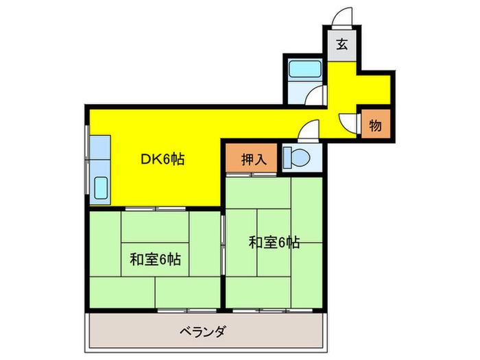 グラントピア守口(2DK/4階)の間取り写真