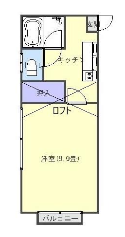 ノースヒルズ(1K/1階)の間取り写真