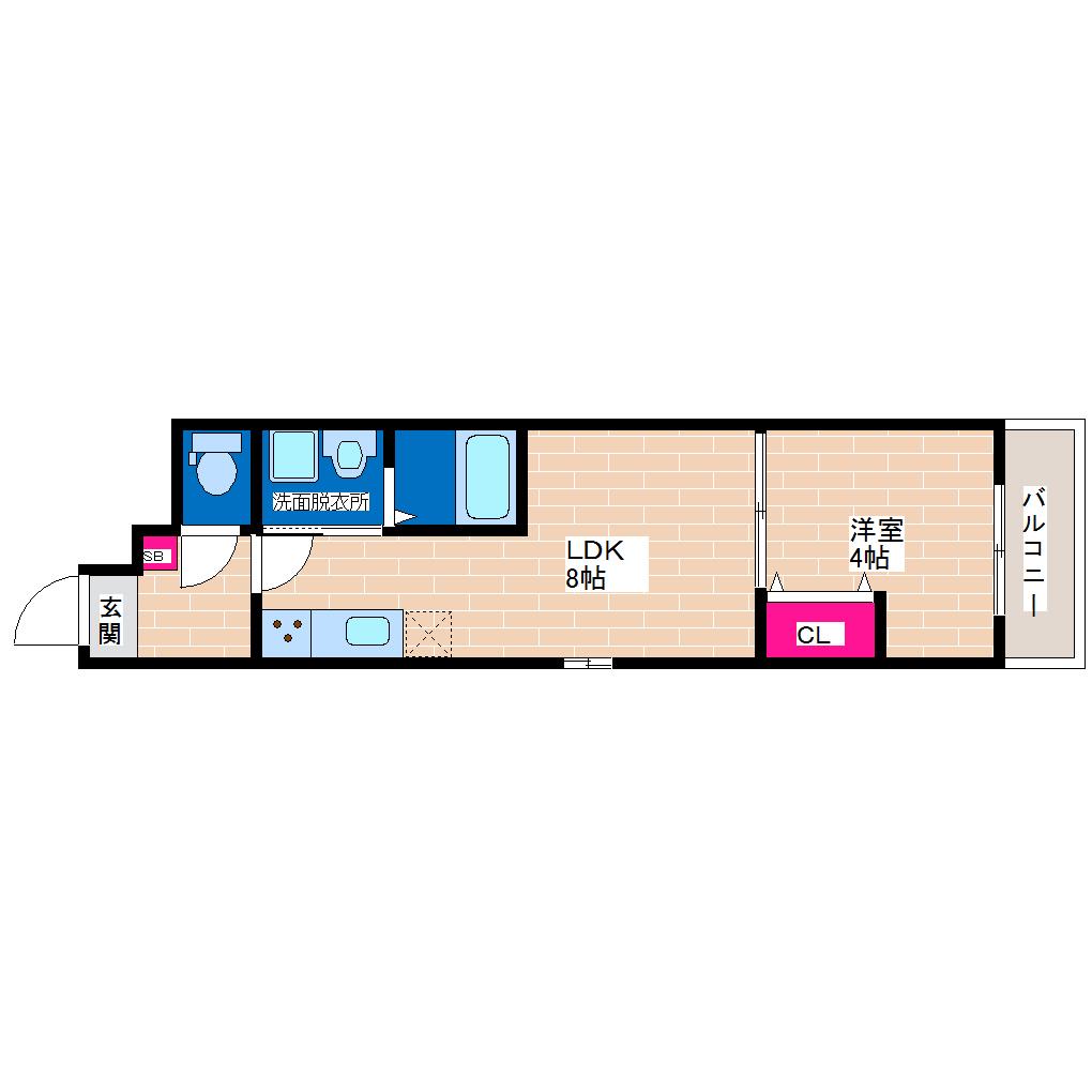 H-MAISON平野ノースIV(1LDK/2階)の間取り写真