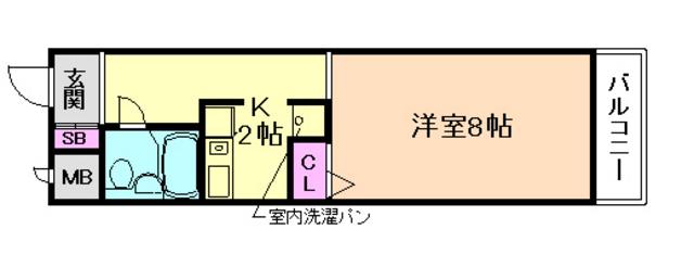 パークサイドコート(1K/4階)の間取り写真