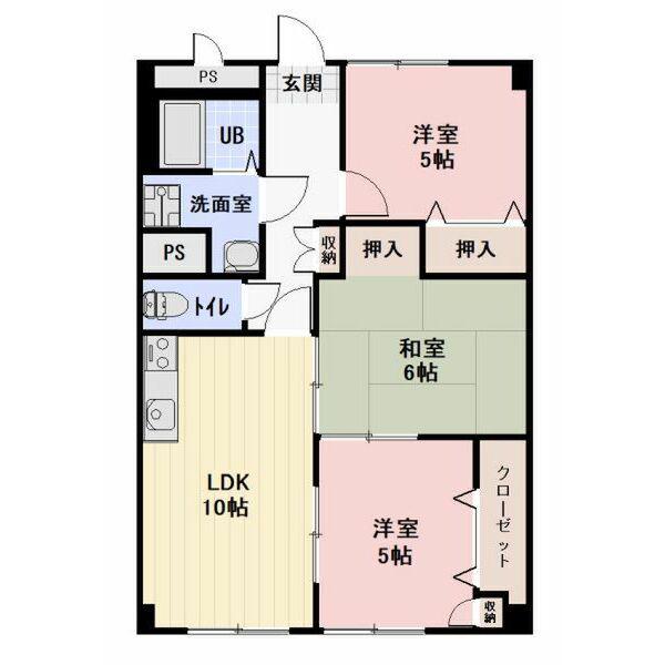 グリーンシティ岩倉(3LDK/4階)の間取り写真