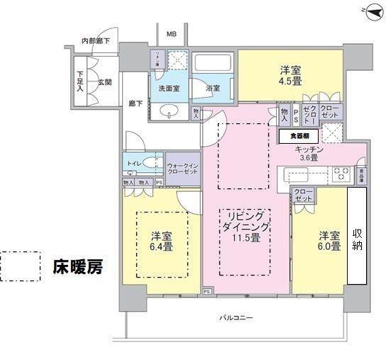 ブランズ川口幸町(3LDK/16階)の間取り写真