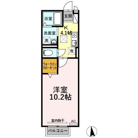 モナリエ城見II(1K/1階)の間取り写真