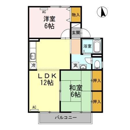 セジュール雅 B(2LDK/2階)の間取り写真