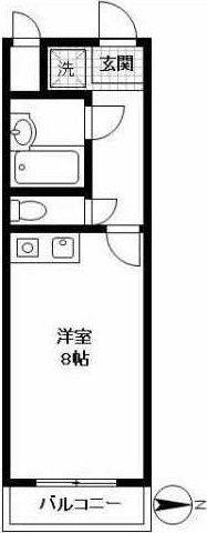 ポンデロッサ鶴見II(ワンルーム/2階)の間取り写真