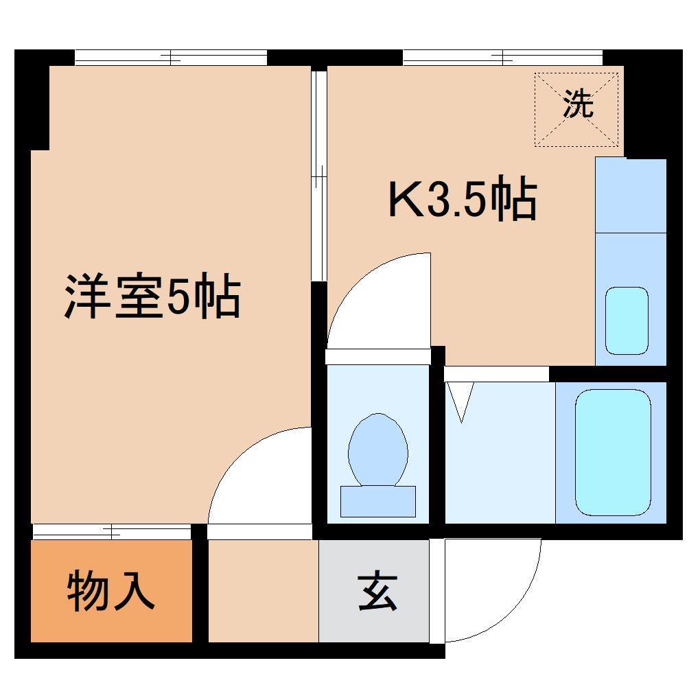 グローバル立町ビル(1K/2階)の間取り写真