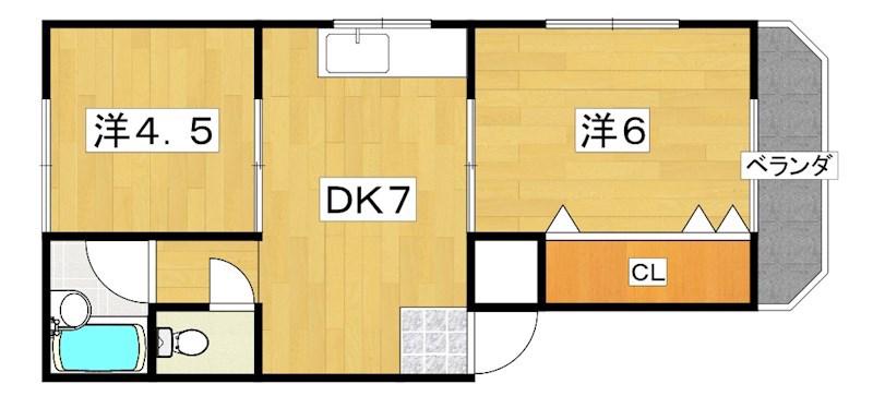 ファミール三井(2DK/2階)の間取り写真
