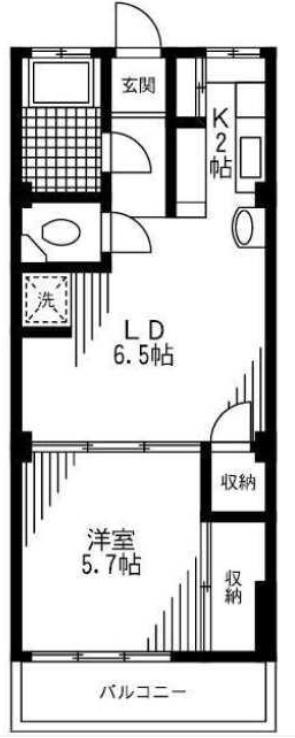 都立大マンション(1LDK/5階)の間取り写真