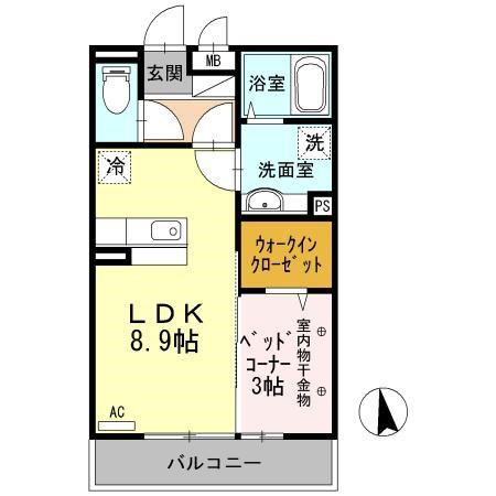 アップガーデン(1LDK/3階)の間取り写真