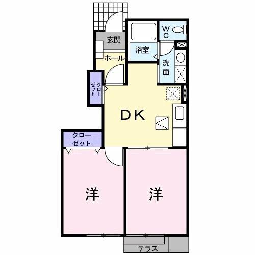 リオン園原 I(2DK/1階)の間取り写真