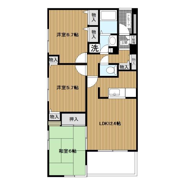 アークヒルズ山太(3LDK/2階)の間取り写真