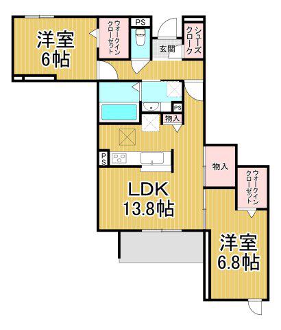 NIGAWA RESIDENCE2(2LDK/1階)の間取り写真