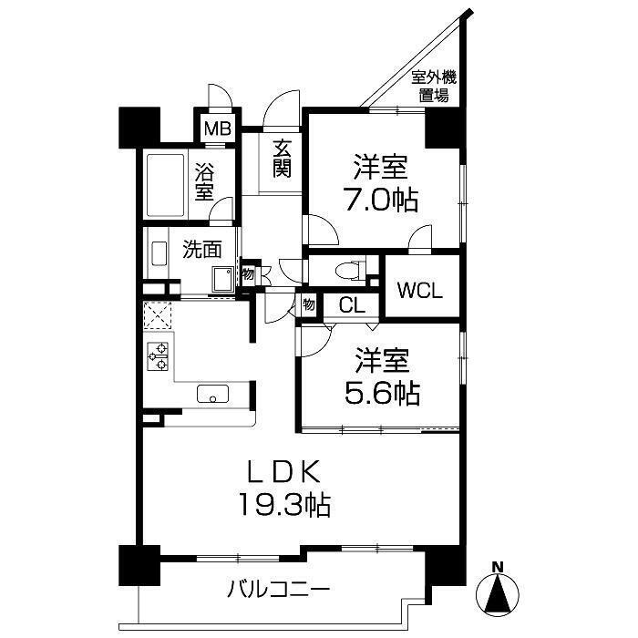 Mプラザ堺筋本町(2LDK/12階)の間取り写真