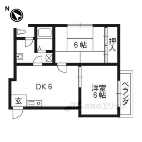 レーヴ伏見(2DK/2階)の間取り写真