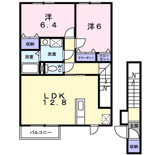 キルシェ青葉I(2LDK/2階)の間取り写真