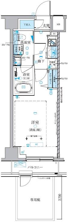 ベルシード池袋本町(1K/1階)の間取り写真