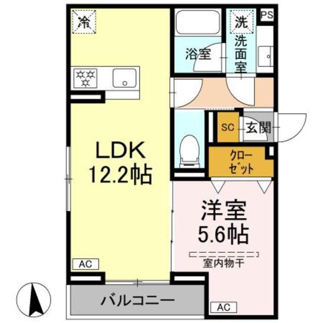 D PAINA 犬蔵(1LDK/3階)の間取り写真