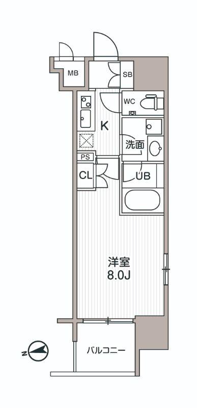 シーズンフラッツ大森エアリー(1K/14階)の間取り写真