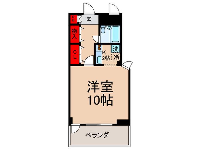 STUDIOM(1K/2階)の間取り写真