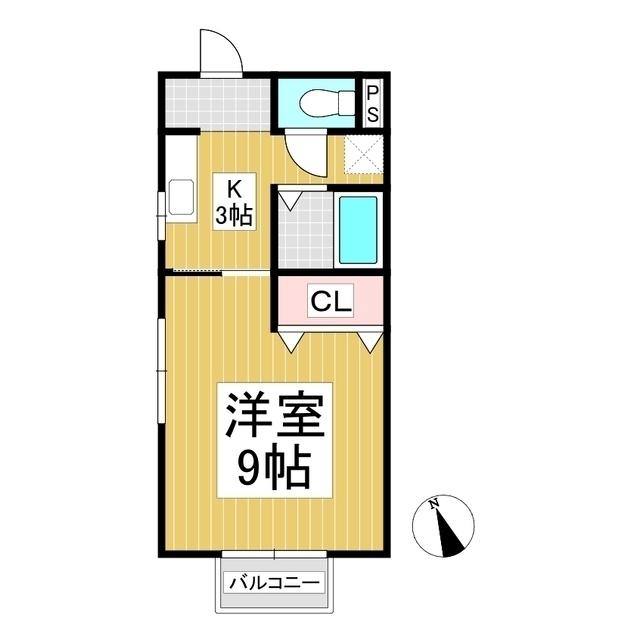 グリーンハウスイデII(1K/2階)の間取り写真