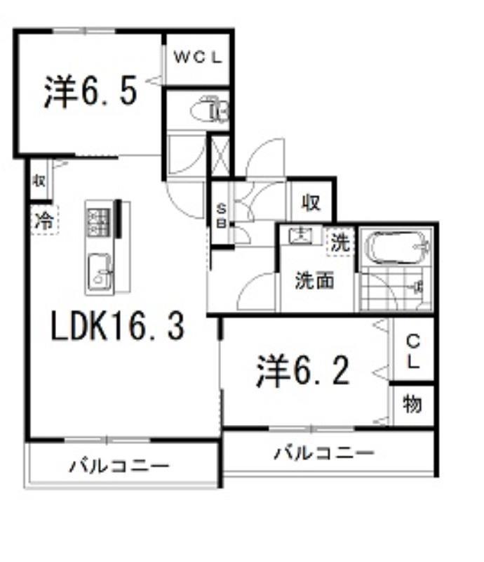 シャーメゾンフォルトゥーナ(2LDK/3階)の間取り写真