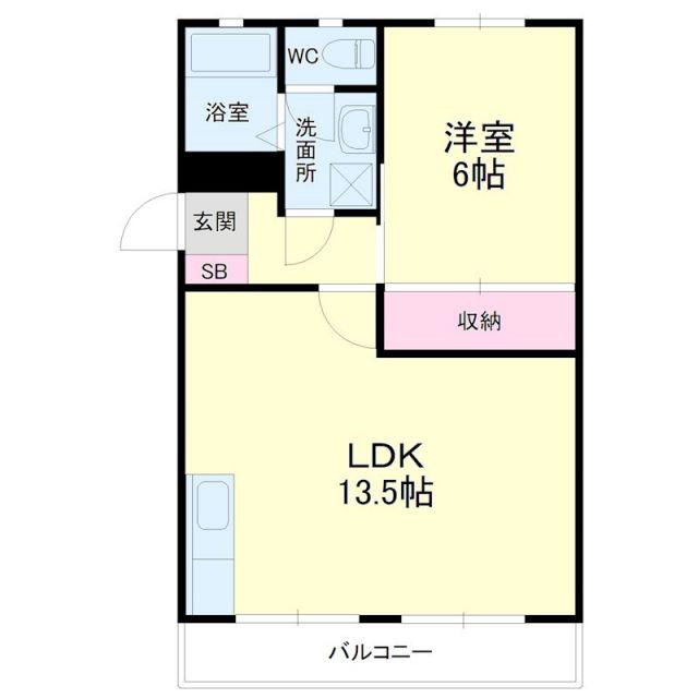 豊田ヒルズ(1LDK/2階)の間取り写真
